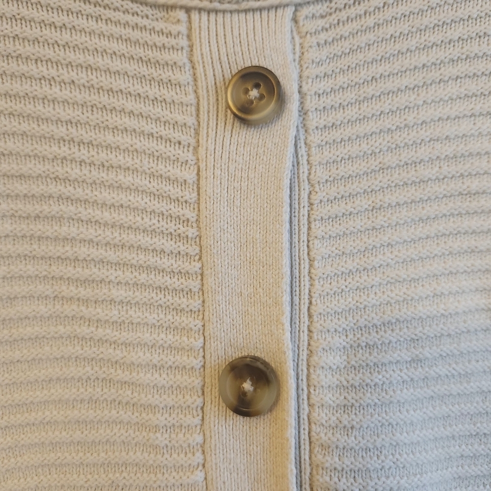 Madewell Greensboro Button-Back Sweater | Cream‎ & Periwinkle | Size M - Picture 4 of 9